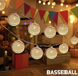 Baseball String Lights 20 LED 14FT Baseball Decor Battery Powered Indoor/Outdoor for Boys Room Ball Sport Theme Party Decorative,Birthday,Football Lovers Gift