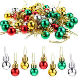Boao 96 Pcs Christmas Mini Balls Ornaments Miniature Xmas Tree Ornaments Multicolour Shiny Small Hanging Decorations for Christmas Holiday Party Decor(0.79 Inch,Red, Gold, Silver, Green Balls)