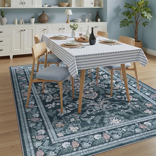 DCX Navy Blue 6x9 Area Rug, Machine Washable