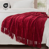RECYCO Chenille Christmas Throw Blanket for Couch, 50"x60", Christmas Red