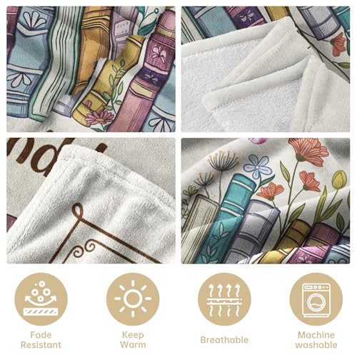 Book Lovers Gifts, Reading Blanket Gifts for Book Lovers, Unique Bookish Presents for Reader Bookworm on Birthday Christmas Soft Flannel Throw Blanket 60"x50"