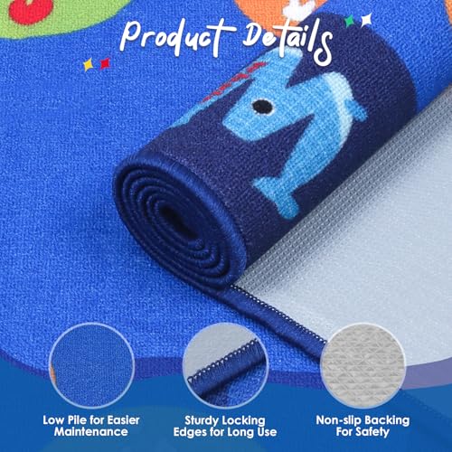 lotoo Classroom ABC Rug, Kids Rugs for Playroom, Preschool Educational Carpet for Learning Alphabet Animals Words Numbers, Kids Daycare Nursery Play Mat for Toddlers Children Bedroom Playroom