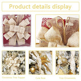 Christmas Tree Topper Bow, 44X12 Inch Artificial Xmas Tree Flower Topper Decor, for Family, Wedding, Birthday Party, Indoor Outdoor Thanksgiving Christmas Decoration - Gold/Snowflake.