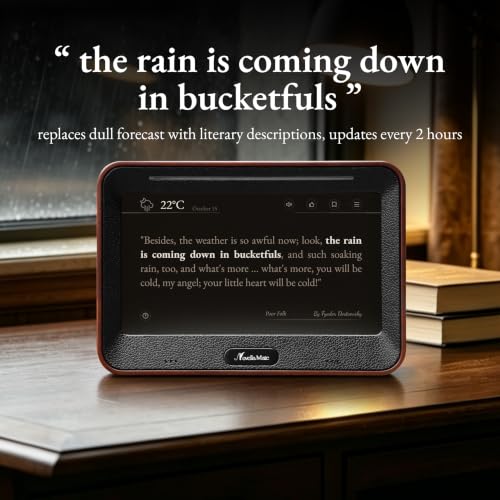 Literary Quote Clock with Time Quotes,Weather Quotes,Inspiration Quotes & Custom Quotes | Gentle Alarm & Night Mode | Personalized Gift for Writers and Book Lovers Classic