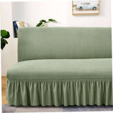 Futon Cover Stretch Futon Mattress Cover Thicken Armless Sofa Cover with Skirt Soft Futon Covers Non-Slip Futon Slipcovers Washable Futon Couch Cover for Home