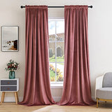 MIULEE Dusty Rose Rod Pocket Velvet Curtains, Soft Luxurious Pink Curtain for Home Decor 2 Panels Set Heavy Room Darkening Curtains for Privacy Bedroom Living Room Window, W52 x L84