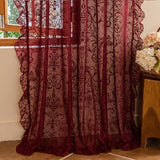 TUDECO Burgundy Sheer Curtains 84 Inches Long for Living Room - Luxury Modern Maroon Red Sheer Curtains for Bedroom, Aesthetic Tulle Rod Pocket Light Filtering Farmhouse Red Drapes, 59 x 84 Inch