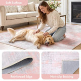 Fixwal Washable 5x7 Bedroom Area Rug, Non-Slip, Gray/Pink