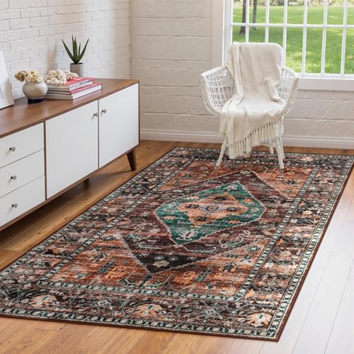 Washable 3x5 Area Rugs for Living Room, Non Slip Kitchen Ultra Thin Vintage Rugs,Small Lightweight Carpet for Living Room Dining Room Aesthetic