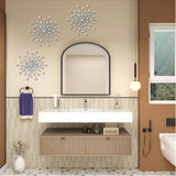 ZEXUIRU 3 Set Silver Starburst Wall Art for Home Decor Metal Bling Crystal Rhinestones Sunburst Wall Decor Sparkling Rhinestone Art Accent Silver - 13in