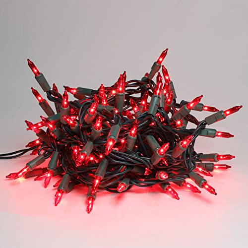 Ultra-Bright Connectable RED Christmas Light Set 100 Count 19.6Feet Incandescent Bulb Mini String Light for Indoor Outdoor Christmas Tree Garland Wedding Garden Holiday Party Festival Decor