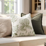 Set of 2 Decorative Floral Pillow Covers 20x20 Inch Light Green
