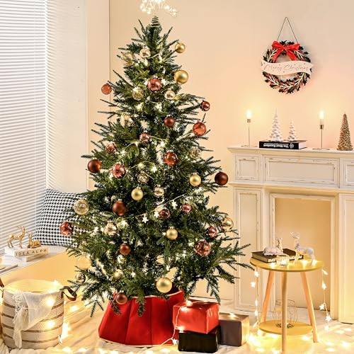 AOMOONOA Brown Glass Christmas Ball Ornaments for Tree, 2.36” Christmas Hanging Ornaments Set of 12 Xmas Baubles for Holiday Party Xmas Tree Decorations Gifts