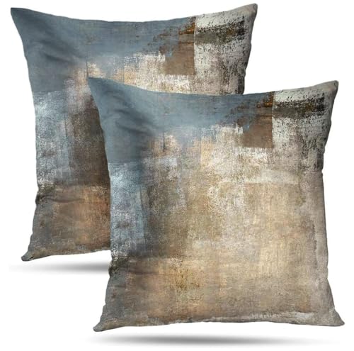 Throw Pillow Covers for Couch, 18x18 Inch, Set of 2, Beige Grey