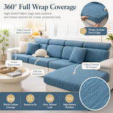 Stretch Sofa Slipcover, 2026 Upgraded Non Slip Couch Cover with Adjustable Straps, Pet Dog Cat Friendly Furniture Protector for 3 Seater, Washable for Living Room