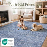 JOLLYVOGUE 8x10 Area Rugs for Living Room, Vintage Washable Rug, Blue