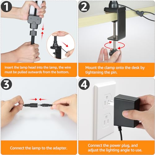 LED Desk Lamp for Home Office, Ultra Bright Clamp Light with Flexible Gooseneck, 25 Lighting Modes, Eye-Caring Architect Lamp for Dual Monitors, Reading & Gaming Setup