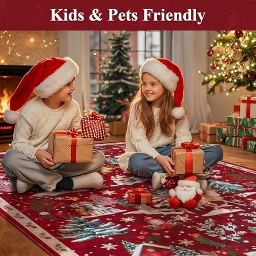 Christmas Runner Rug 2x6 Non Slip Washable Runners for Hallways Xmas Snowflake Holiday Decor Kitchen Rugs Soft Low Pile Indoor Throw Rug Carpet Laundry Room