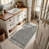Collive 2' x 4.3' Boho Kitchen Runner Rugs, Grey Farmhouse Bathroom Mat