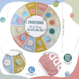4ft Boho Feelings Chart Rug Feelings Chart Wheel Round Mat Calm Corner Classroom Rug Emotion Reading Soft Fluffy Mental Health Carpet Circle Sensory Mat for Bedroom School Living Playroom