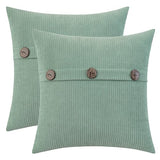 HWY 50 Sage Green Chenille Throw Pillow Covers 22x22 Inch Buttons Pack of 2