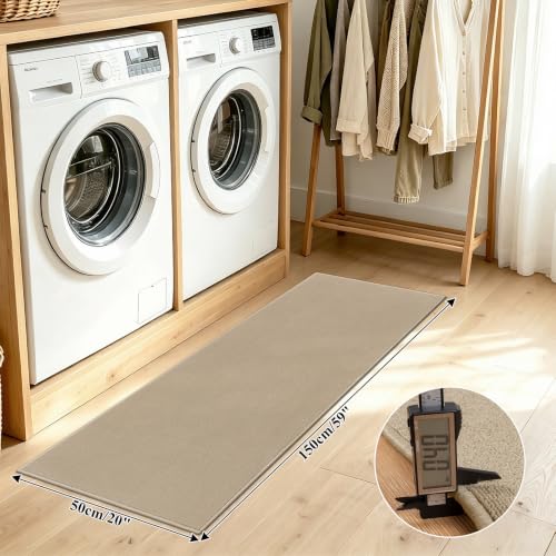 SHACOS Washable Runner Rugs 20"x59" Dirt Trapping Non Slip Rug Runner Floor Mats Carpet Runners for Entryway Hallway Kitchen Bathroom Garage Laundry Room, Solid Beige