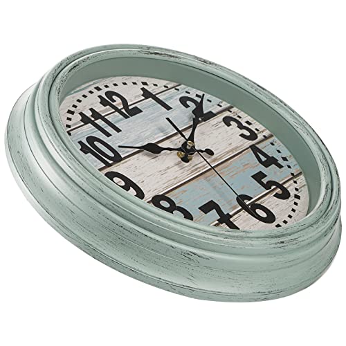 ZENFUN 12'' Rustic Wall Clock, Silent Non Ticking Clock Quartz Wall Clock Battery Operated, Country Style Wall Decoration for Kitchen Living Room Home, Office, School, Large Numbers, Green
