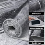2x6 Runner Rugs for Hallway Kitchen, Modern Abstract Washable Gray