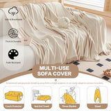 DREAMINGO Couch Cover Reversible Chenille 3 Seat Sofa Covers for Pet Kids Beige Coffee Couch Protector for 3 Cushion Couch Sofa Vertical Stripe Jacquard Sofa Slipcover Sectional, 71"x134"