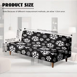Paws Heart Print White Black Stretch Futon Cover with Elastic Bottom Armless Futon Mattress Cover Dustproof Cozy Couch Covers Scratch Resistant Sofa Bed Slipcover