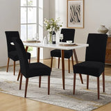 Smiry Velvet Stretch Chair Covers for Dining Room Set of 4, Soft Fit Removable Washable Kitchen Parsons Chair Slipcover Protector, Black
