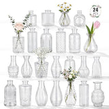 24 Pack Glass Bud Vase in Bulk - BEAHOT Clear Flower Vases for Wedding Decorations, Mini Vase for Centerpiece Table Decorations, Small Boho Vase for Home, Wedding Decor, Mother's Day, Party, Office