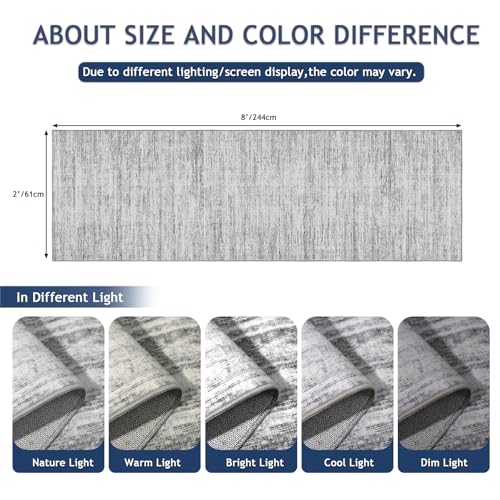 Runners for Hallways 2x8 Kitchen Runner Rugs，Modern Abstract Rug Runners for Entryway，Stain Resistant Washable Runner Rug Non-Slip 8ft Carpet Rug for Bedroom Living Laundry Room（Grey,2'x8'）