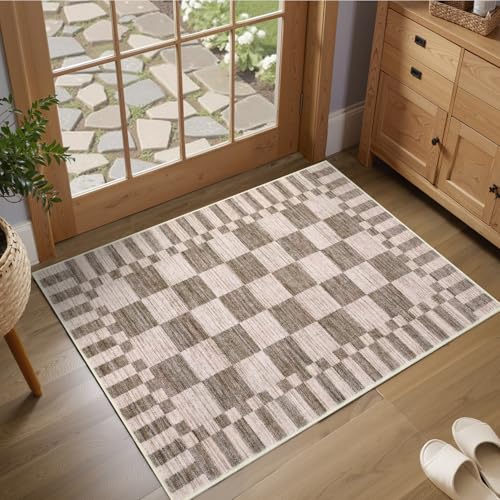 GarveeHome Checkered Washable 2x3 Rug Small Area Rugs Non-Slip for Entryway