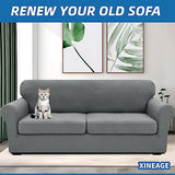 XINEAGE 2026 New 3 Pieces Couch Covers for 2 Extra Large Cushion Sofa Super Stretch Sofa Cover for 2 Large Seat Universal Loveseat Slip Cover for Living Room (Light Gray), 71"-91"(2 Cushions)