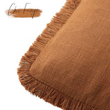 Foindtower Decorative Linen Fringe Throw Pillow Covers 22×22 Inch,Orange