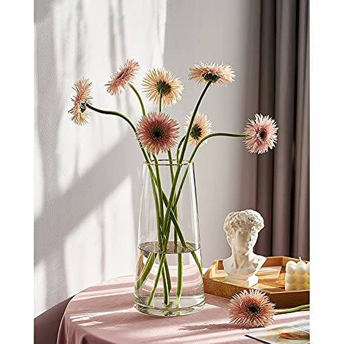 Clear Glass Flower Vase with Gold Mouth for Centerpieces Home Wedding Decoration (1, Large 5.2" x 9.9“)