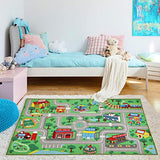 Yincimar Kids Play Rug for Playroom 5.2x3.3 ft Town City Road Map Car Mat Play Mat Educational Learning Carpet Area Rug for Boy Girl Toddler Bedroom Playroom