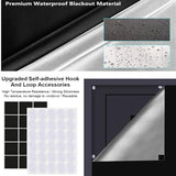 Portable Blackout Window Cover, Upgraded 79"x57" Blackout Curtains No Drill Cuttable DIY Self-Adhesive Hook Loop Tapes, Travel Reusable Blinds/Shades for Bedroom 2m