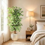 GTIDEA 6ft Ficus Artificial Tree, Tall Faux Trees Indoor with Natural Trunk and Fake Silk Tree Fake Plants for Home Decor Living Room Outdoor Balcony House Office (NO VASE Included)