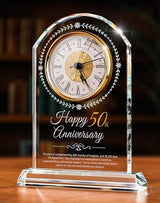 50th Wedding Anniversary Crystal Quartz Clock,50 Years of Marriage Gift,Happy Golden Anniversary Decoration Gift,for Parents,Grandparents,Couple