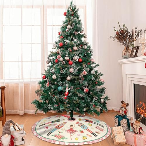 Nutcracker Tree Skirt 36in, Pink Nutcracker Christmas Decor, Nutcracker Tree Ornament Ballet for Christmas Tree, Nutcracker Christmas Decorations for New Year Holiday Party