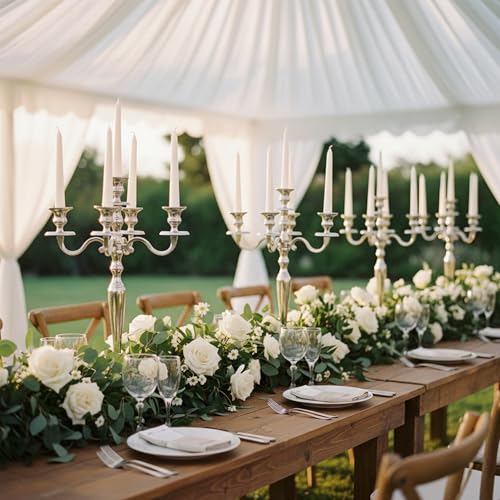 4 Pack White Taper Candles丨Taper Candles 10 Inch Dripless丨Unscented & Smokeless Candlesticks Bulk丨7-8 Hours Long Burning Tall Candles丨Ideal for Christmas Weddings Parties Dinner
