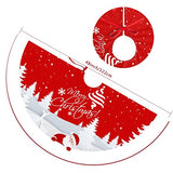 Christmas Tree Skirt Red Xmas Tree Ornaments for White Soft Plush Christmas Tree Mat with Snowy Pattern for Decorations Holiday Party 48 inches