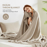 SOULFUL Muslin Throw Blanket with Tassels - Soft Cotton Throw Blanket for Couch or Bed, Lightweight and Breathable Gauze for All Seasons, Light Tan, 50" x 60"