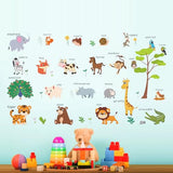 LOMILY Animal Learning Wall Stickers, Educational Cute Animal Wall Decals for Nursery Playroom Daycare, Wall Decor for Toddler Baby Boys Girls