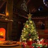 Mini Tabletop Christmas Tree with 30 LED String Lights, Star Top, Perfect for DIY Decoration 2ft