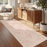 Runner Rug 2x8 Runners for Hallways Non Slip Washable Rugs, Pink
