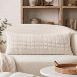 Fancy Homi Decorative Throw Pillow Covers for Bed Couch Bedroom Bench, Soft Corduroy Solid Pillow Case, Rustic Farmhouse Boho Room Decor,36" x 14" (Pack of 1),Cream