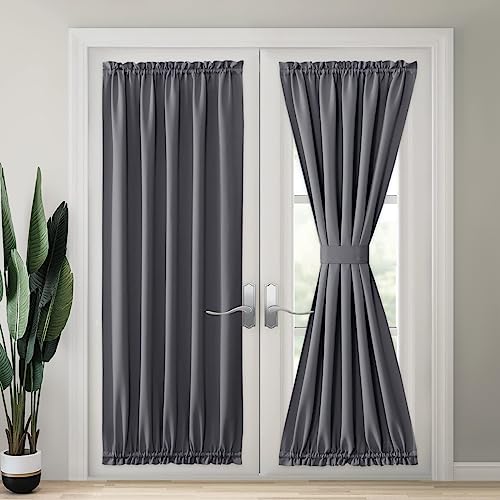 TYRON 2 Pack Screwed Sash Curtain Rod Adjustable 18-30 Inch, 3/8 In. Diameter, French Door Curtain Rods (Black)